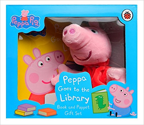 Художественные книги: Peppa Goes to the Library Book and Puppet