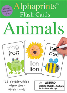 Книги про тварин: Alphaprints: Wipe Clean Flash Cards Animals