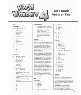 Изучение иностранных языков: World Wonders 4 Test Book Answer Key