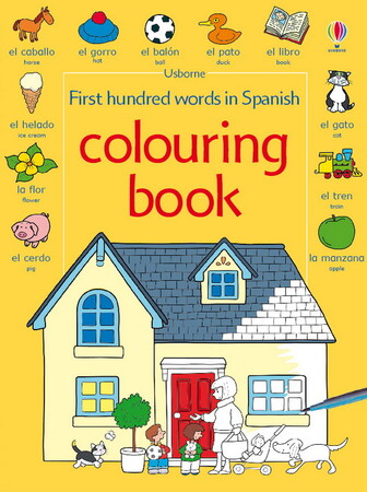 Обучение чтению, азбуке: First hundred words in Spanish colouring book