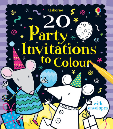 Развивающие карточки: 20 party invitations to colour