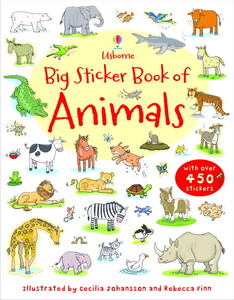 Книги про животных: Big sticker book of animals [Usborne]