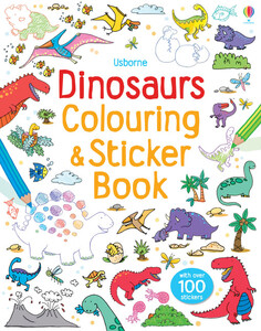 Альбомы с наклейками: Dinosaurs colouring and sticker book