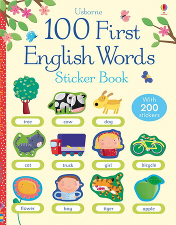 Альбомы с наклейками: 100 First English words sticker book [Usborne]