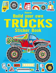 Книги про транспорт: Build your own trucks sticker book [Usborne]