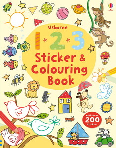 Развивающие книги: 123 sticker and colouring book [Usborne]