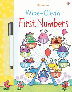 Книги для детей: Wipe-clean first numbers with pen [Usborne]