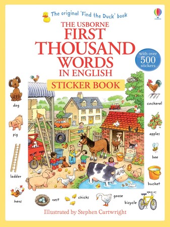 Обучение чтению, азбуке: First Thousand Words in English Sticker Book [Usborne]
