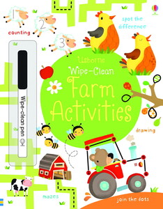 Книги с логическими заданиями: Wipe-clean Farm Activities [Usborne]