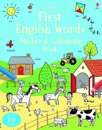 Альбоми з наклейками: First English Words Sticker and Colouring Book [Usborne]