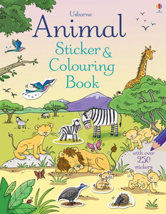 Книги про животных: Animal Sticker and Colouring Book [Usborne]