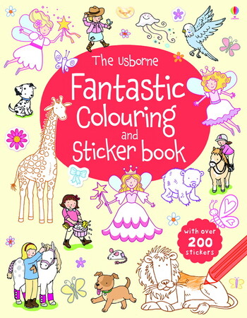 Альбомы с наклейками: The Usborne Fantastic Colouring and Sticker Book