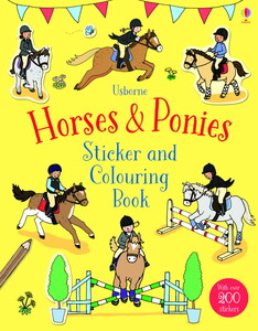 Книги про тварин: Horses & Ponies Sticker and Colouring Book [Usborne]