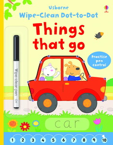 Книги для дітей: Wipe-clean Dot-to-dot Things that Go [Usborne]