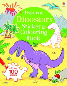 Книги про динозаврів: Dinosaurs Sticker and Colouring Book