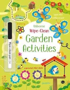 Книги с логическими заданиями: Wipe-clean garden activities [Usborne]