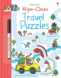 Книги с логическими заданиями: Wipe-clean travel puzzles [Usborne]
