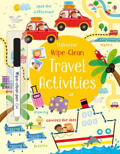 Книги с логическими заданиями: Wipe-clean travel activities [Usborne]