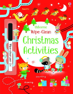 Книги с логическими заданиями: Wipe-Clean Christmas Activities [Usborne]