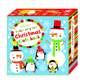 Книги для детей: Baby's Very First Christmas Cloth Book [Usborne]