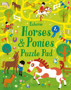 Книги про тварин: Horses and ponies puzzles pad [Usborne]