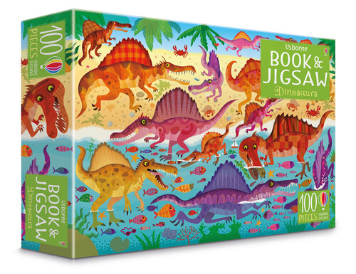 Книги с логическими заданиями: Dinosaurs puzzle книга и пазл в комплекте (9781474940177) [Usborne]