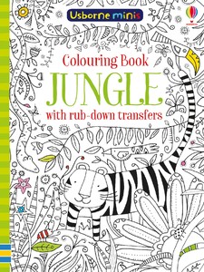 Книги для детей: Colouring book jungle with rub-down transfers [Usborne]