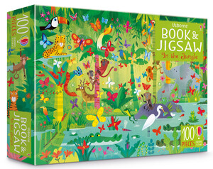 Книги про животных: In the jungle puzzle книга и пазл в комплекте [Usborne]