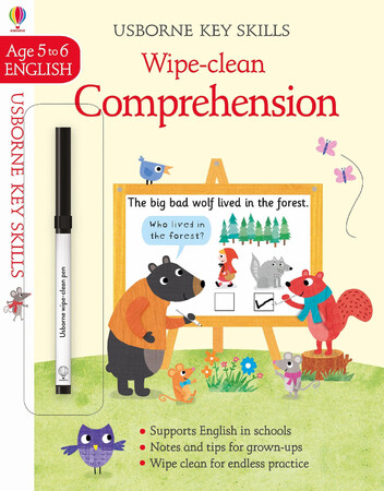 Обучение чтению, азбуке: Wipe-Clean Comprehension (возраст 5-6) [Usborne]