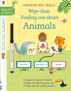 Книги с логическими заданиями: Wipe-Clean Finding Out About Animals 6-7 [Usborne]