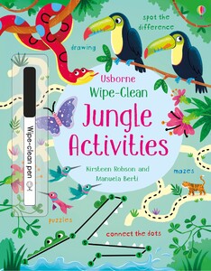 Книги про животных: Wipe-Clean Jungle Activities [Usborne]