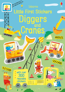Альбомы с наклейками: Little First Stickers Diggers and Cranes [Usborne]