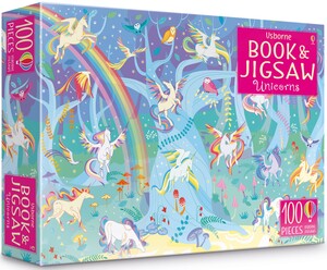 Творчість і дозвілля: Unicorns sticker книга и пазл в комплекте [Usborne]