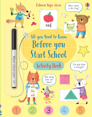 Книги с логическими заданиями: Wipe-Clean All You Need to Know Before You Start School Activity Book [Usborne]