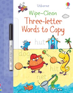 Обучение чтению, азбуке: Wipe-Clean Three-Letter Words to Copy [Usborne]