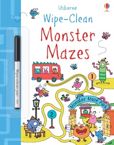 Книги з логічними завданнями: Wipe-Clean Monster Mazes [Usborne]