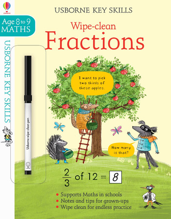 Книги з логічними завданнями: Key Skills Wipe-Clean Fractions (Math age 8 to 9) [Usborne]