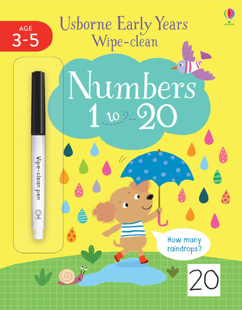 Книги с логическими заданиями: Early Years Wipe-Clean Numbers 1 to 20 [Usborne]