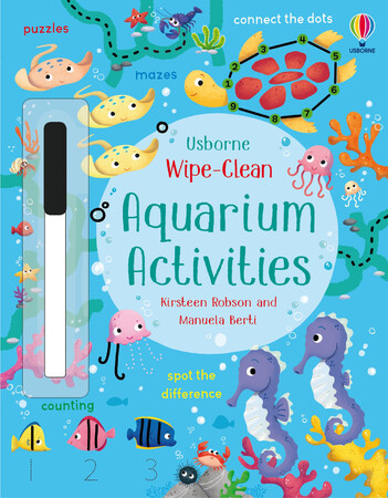 Книги с логическими заданиями: Wipe-Clean Aquarium Activities [Usborne]