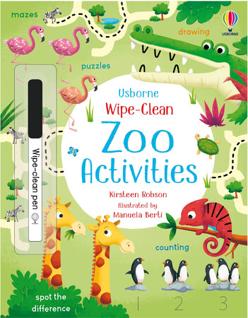 Книги с логическими заданиями: Wipe-Clean Zoo Activities [Usborne]