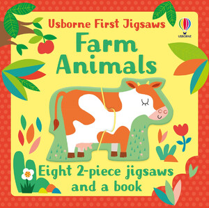 Книги про животных: Farm Animals книга и 8 пазлов в комплекте [Usborne]
