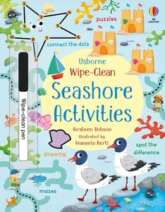 Книги з логічними завданнями: Wipe-Clean Seashore Activities [Usborne]