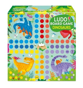 Книги для дітей: Комплект: настільна гра Лудо і книга Dinosaurs [Usborne]