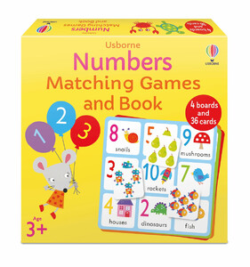 Навчання лічбі та математиці: Настольная игра Numbers Matching Game в комплекте с книгой [Usborne]