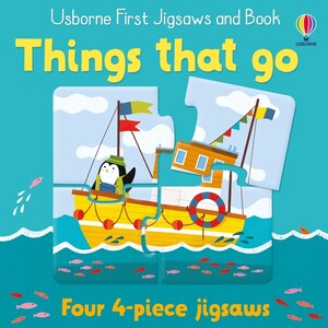 Книги про транспорт: Things that go (набор из 4 пазлов и книга) [Usborne]