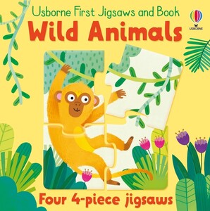 Книги про животных: Wild Animals (набор из 4 пазлов и книга) [Usborne]