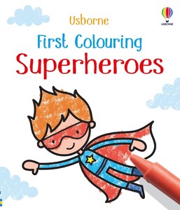 Книги про супергероев: First Colouring: Superheroes [Usborne]