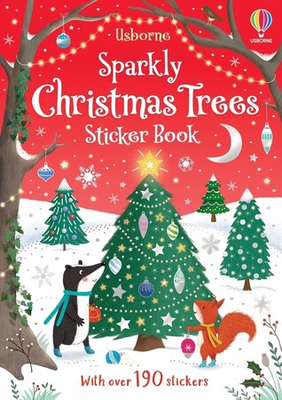 Альбомы с наклейками: Sparkly Christmas Trees Sticker Book [Usborne]