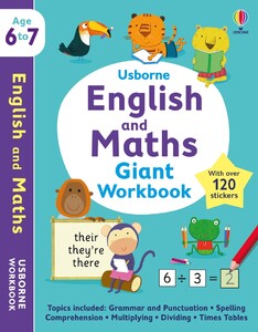 Развивающие книги: Usborne English and Maths Giant Workbook 6-7