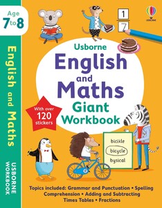 Навчання лічбі та математиці: Usborne English and Maths Giant Workbook 7-8